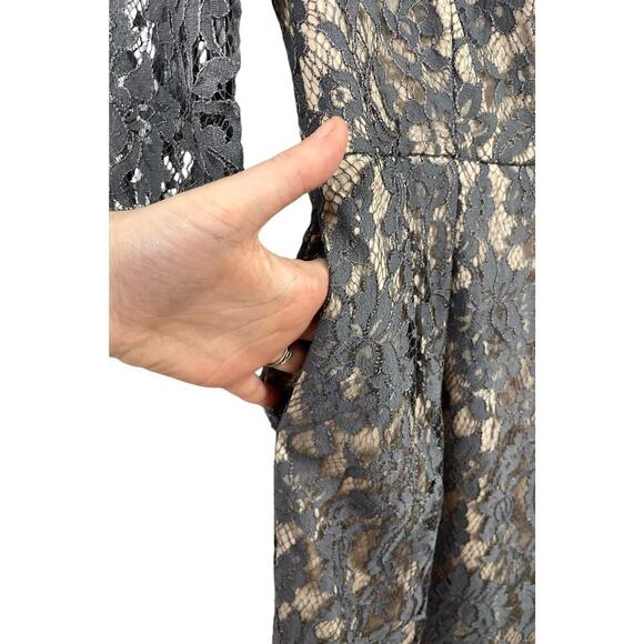 Milly Stella Lace Dress Gray Size 4 Mini Cocktail Evening Wedding Night Out - Picture 8 of 15